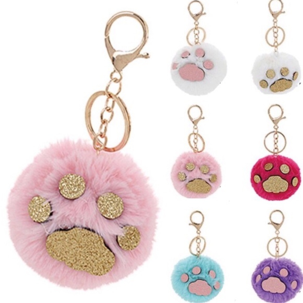 PAW PRINT POM POM KEYCHAIN